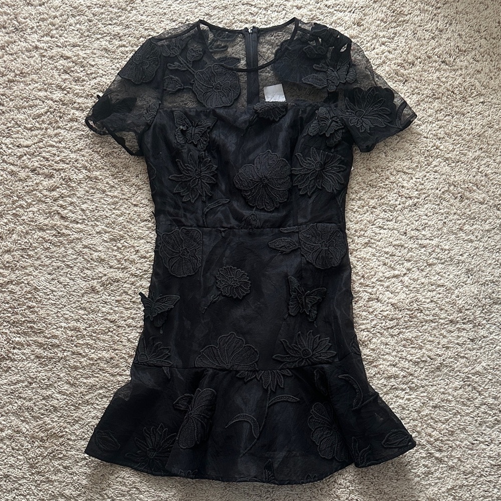 Milly Rosie 3D Butterfly Embroidery Dress Black Sz 10 NWT **No Belt**Retail $595 - Picture 5 of 7
